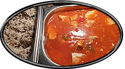 sweet and sour chicken with egg fried rice