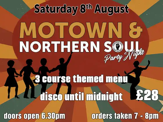 motown and northern soul party night saturday 8th august